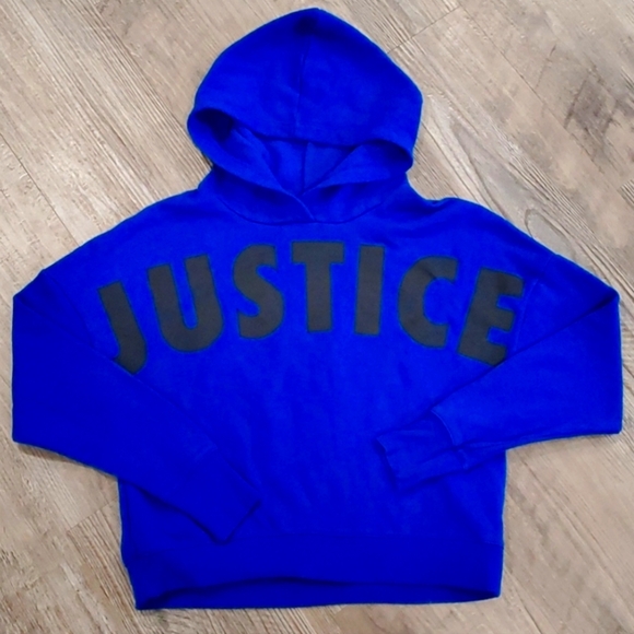 Justice Blue Hooded Pull Over Sweatshirt Size 10/Medium - Picture 1 of 4